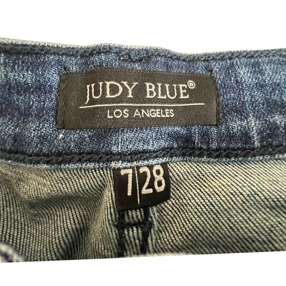 Judy Blue Womens Medium Wash High Rise Distressed Boyfriend Jeans 7/28 - Picture 8 of 9